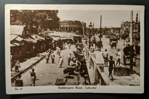Vintage Calcutta India Wellesley Mass Kidderpore Road Air Mail RPPC Cover