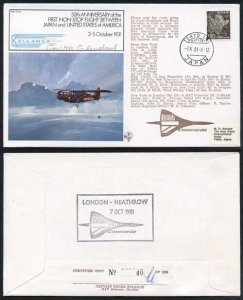 FF34c 1st Non-Stop Flight Between Japan and USA Signed by Carl M Cleveland (C)