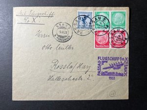 1933 Germany Airmail Postcard Do X Cover Passau to Rossla