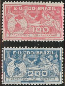 Brazil Scott 172-173 MH* 1906 Pan Am set CV$105