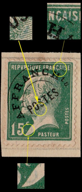 FRANCE Préo 65 15c Pasteur Surch. COLONIAS Spécimen UPU (Col. Portugaise de Goa)