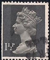 Great Britain #624 1 1/2P Queen Elizabeth 2, Stamp used F-VF