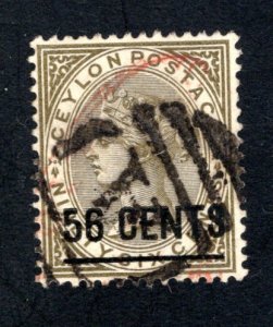 Ceylon #129,  F/VF, Used,   CV $16.00 ......  1290098