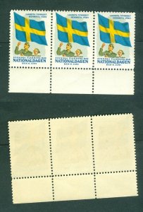 Sweden Poster Stamp Mnh.1950. Row 3 Seal.  National Day June 6. Swedish Flag.