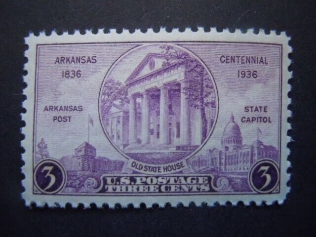 1936 #782 3c Arkansas Centennial MNH OG VF/XF  #2c Includes New Mount