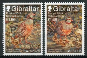 Gibraltar Europa Stamps 2019 MNH National Birds Barbary Partridge 2v Set