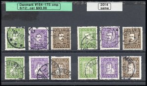 Denmark Stamps # 164-175 Used VF Scott Value $93.00