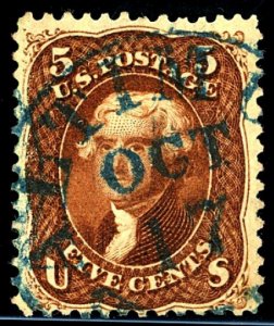 U.S. #75 USED BLUE CANCEL