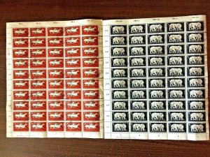 GERMANY - GDR/BERLIN 1956 - 2 Full Sheets - ZOO BERLIN - Elephant, Sheep - FDOI