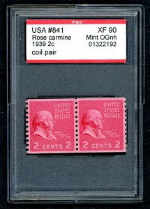 US 841 Pair Mint Ognh PSE Grade 90 Encapsulated