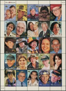 Australia 2000 SG1922 Faces Of Australia sheetlet of 25 MNH