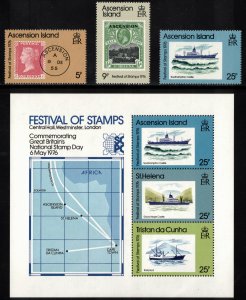 ASCENSION 1976 Festival of Stamps; Scott 212-14, 214 var., SG 215-18; MNH
