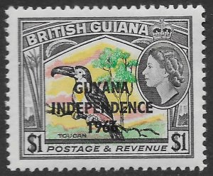 Guyana Scott 17 MLH Independence Overprint issue of 1966 on $1 Toucan Bird issue