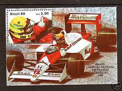 Brazil Sc 2164 MNH. 1989 Ayrton Sienna Formula 1 Souvenir Sheet