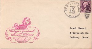 GEORGE WASHINGTON BICENTENNIAL NOV 11 1932 SCOTCH PLAINS NJ CACHET - BOX 1