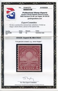 US SCOTT #656 MINT-SUPERB-OG-NH GRADED 98 W/ PSE CERT SMQ $225 (9/16/24 GP)