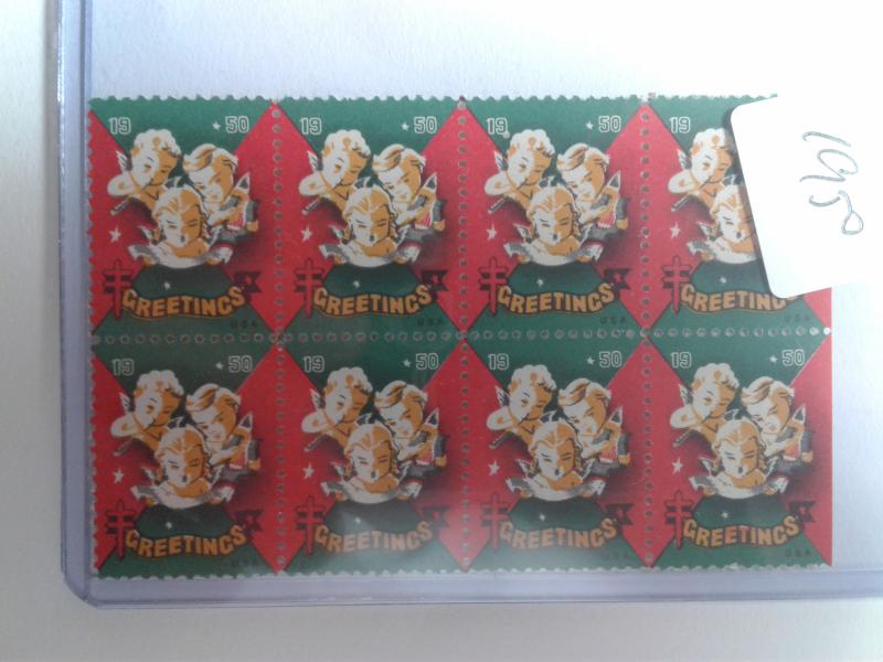 1950 CHRISTMAS SEALS BLOCK OF 8 MINT NEVER HINGED GEM !! GREAT FIND !!