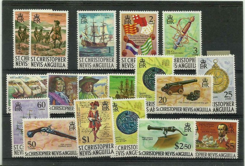 ST.CHRISTOPHERS/NEVIS & ANGUILLA, 1970 Set of 17+1 inv. Sg 206/221 + 206i, UnM/M