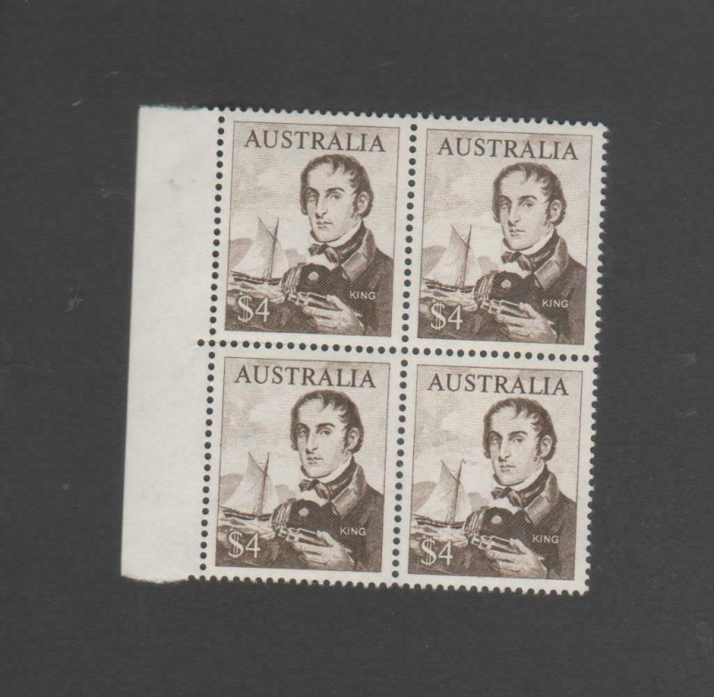 Australian Stamps Mint 1966 Navigators MUH $4 edge block 4  