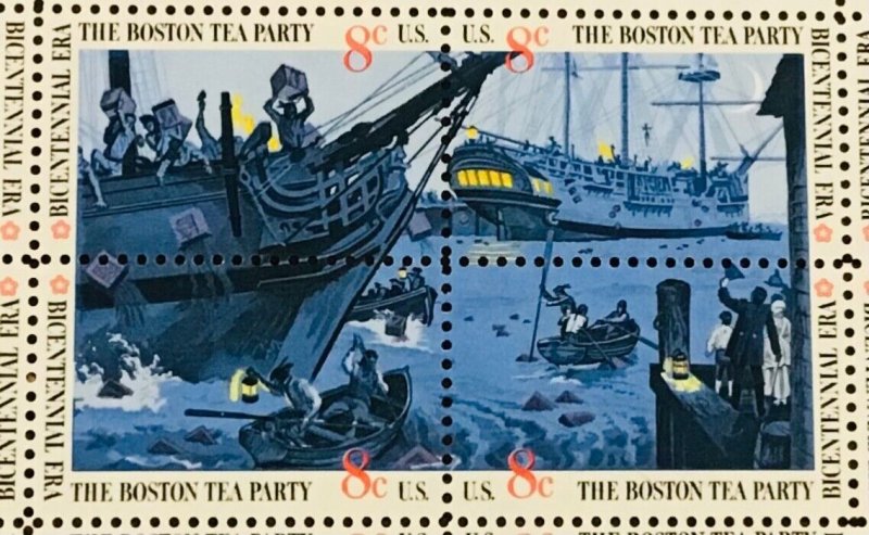 1480-1483     Boston Tea Party  MNH  8 c Sheet of 50  FV $4.00   1973