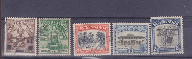 WESTERN SAMOA #185-189  USED F-VF  overprint boats post office national dress-