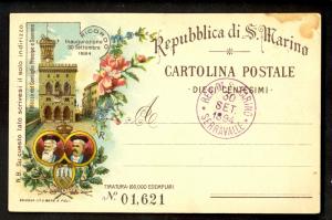 SAN MARINO 1894 10c INAUGURATION OF PRESIDENTS Illustrated Postal Card Mi P16 I
