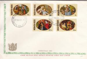 Cook Islands 1969 FDC Sc #268-#272 Christmas Paintings