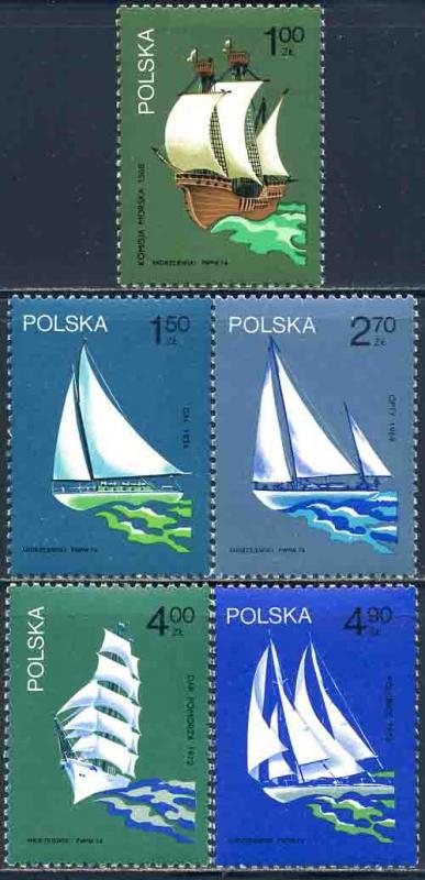 Poland 1974 Sc 2038-42 Marine Sailing Ship Boat Stamp MNH