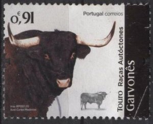 Portugal 4189 (used, creased corner) 91c animal breeds: bull (2020)