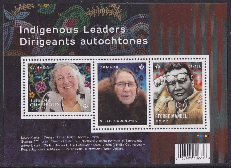 Canada 3383 Indigenous Leaders souvenir sheet MNH 2023