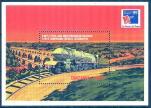 Tanzania 1999 Trains Locomotives Railway Paris Lyons S/S MNH