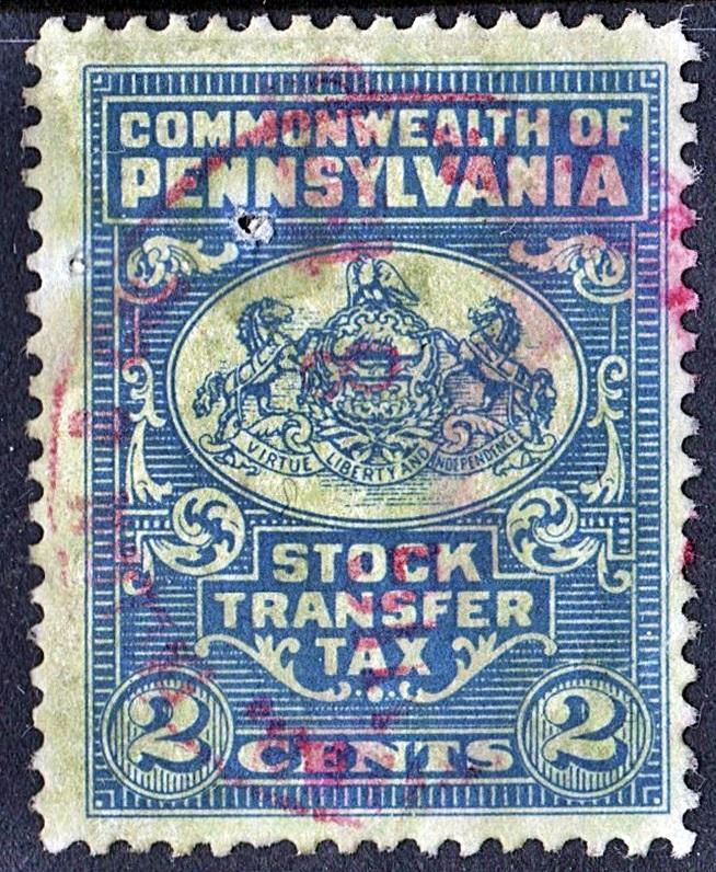 Pennsylvania 2¢ Stock Transfer Stamp (Used)