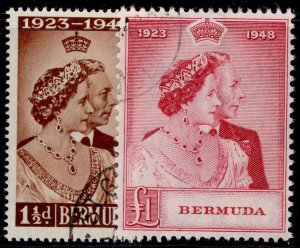 BERMUDA GVI SG125-126, 1949 ROYAL SILVER WEDDING set, FINE USED. Cat £55.