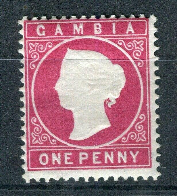 GAMBIA; 1886 classic QV Crown CA issue Mint hinged Shade of 1d. value