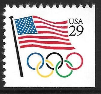 USA 2528: 29c Flag, Olympic Rings, booklet single, MNH, VF