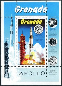Grenada 427, MNH. Michel 412 Bl.16. Rocket blastoff, 1971. Apollo 15.