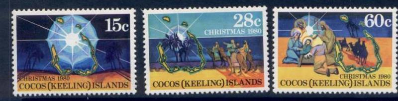 Cocos Islands 53-5 MNH Christmas, map