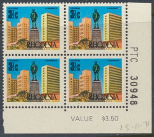 Rhodesia SG 442 MNH cntrl block reprint as dated  SC# 279  see scans