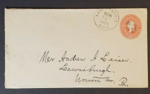 1900 Lewisburgh Pennsylvania USA Kane & Harris RPO Railway Post Office Cover