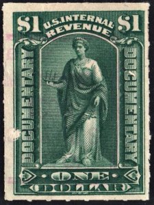 R173 $1.00 Documentary Stamp (1898) Used/Scuffed