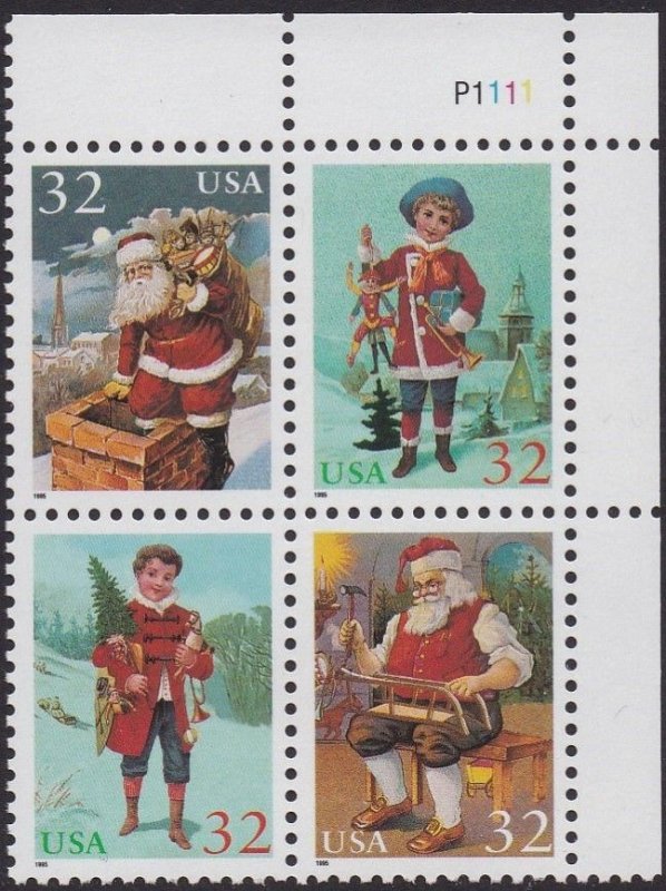 3007a Christmas Plate Block MNH