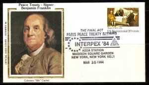 USA, Benjamin Franklin, Colorano Silk Cachet FDC / 1984