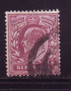 Great Britain Sc 135 1902 6d pale dull violet Edward VII stamp used