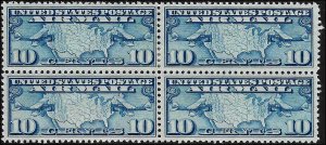 C7 Mint,OG,HR/NH... Block of 4... SCV $12.50... Bottom pair are Never Hinged