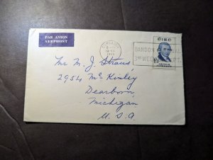 1959 Ireland Airmail Cover Corcaigh to Dearborn MI USA MJ Straus