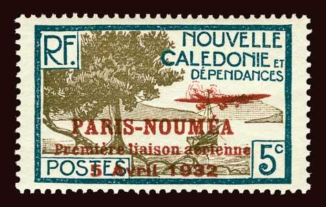 NEW CALEDONIA Scott #185 1933 Paris-Noumea overprint OG VLH