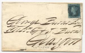 GREAT BRITAIN Scott #4 on Cover 1848 Glascow Liverpool