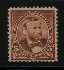 1890 Grant Sc 223 5¢ chocolate single MNG CV $60 as MH