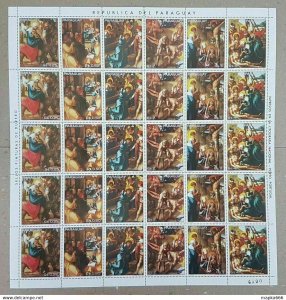 1982 Paraguay Art Paintings Durer !! Michel 33 Euro Big Sh Folded In 2 ** Ec174