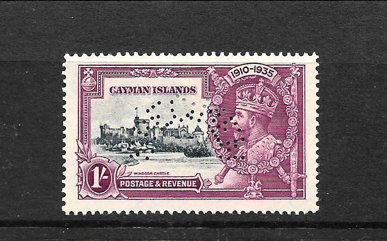 CAYMAN ISLANDS 1935  1/- SILVER JUBILEE    MNG  PERF SPECIMEN    SG 111s